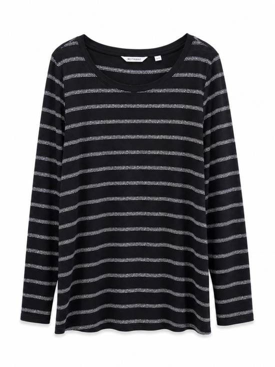 Reitmans Tops - Reitmans Black & White Striped Knit Top with Button Back – Plus Size 3X EUC
